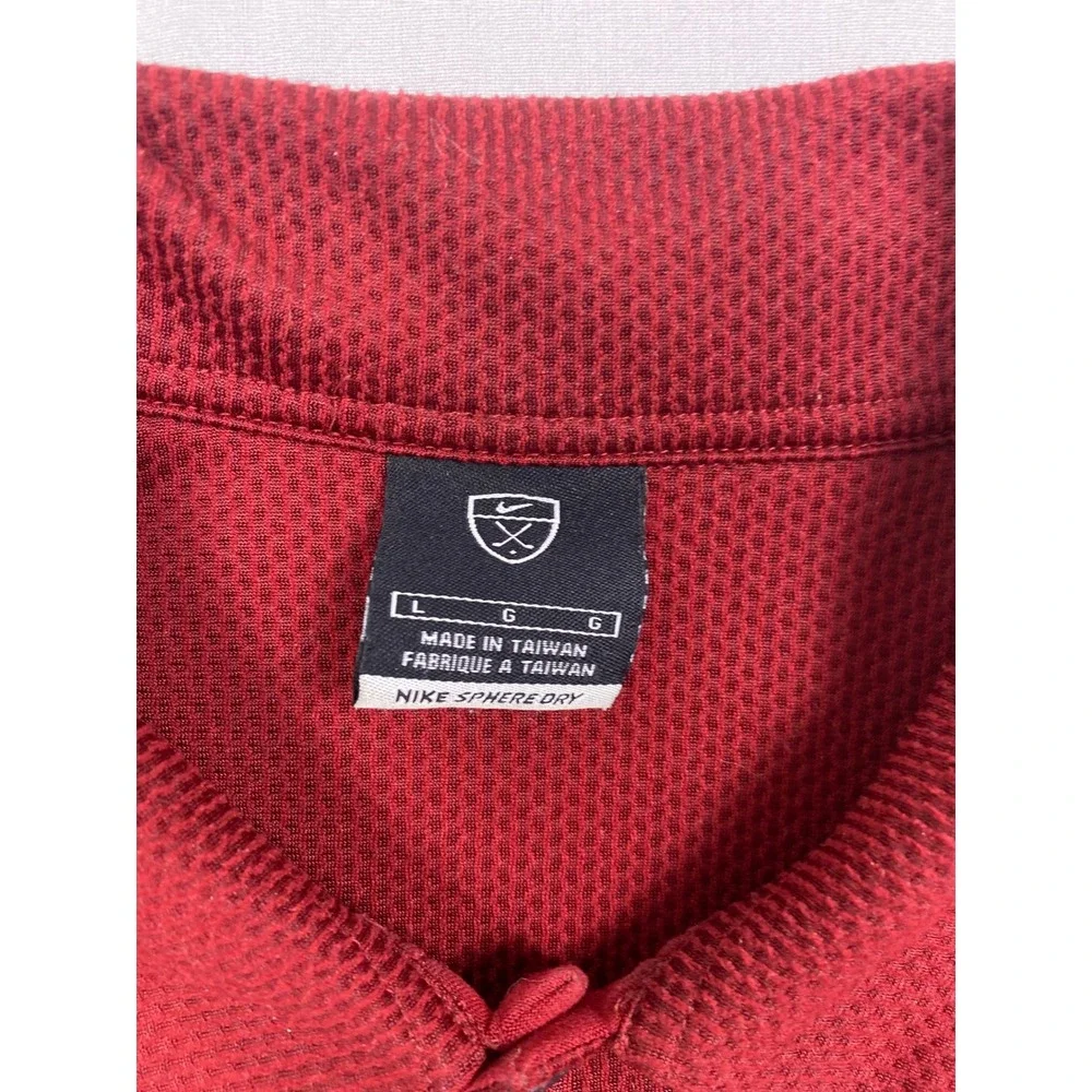 Nike Sphere Dry Long Sleeve Polo Mens Large Red Stretch Textured Golf Athletic